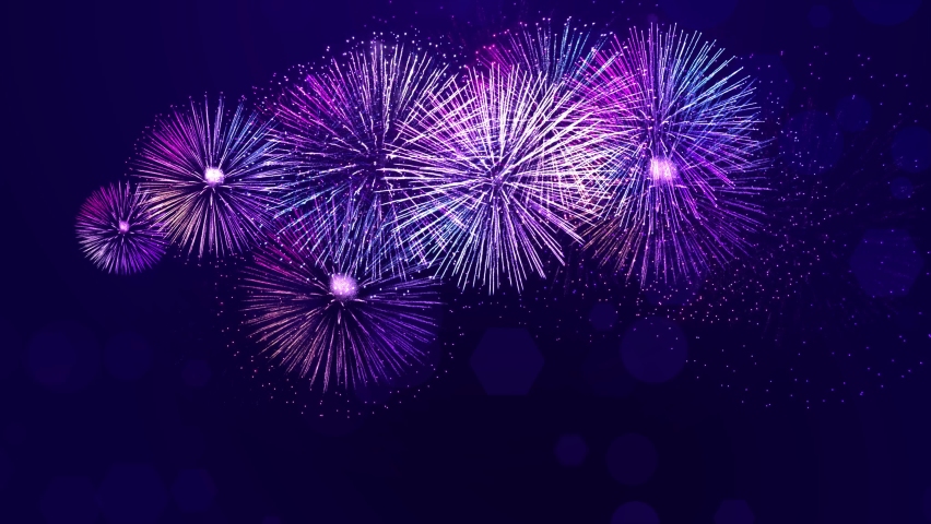 4K New year's eve fireworks celebration loop seamless of real fireworks background. abstract Multicolor golden shining glowing fireworks show with bokeh lights in the night sky. Royalty-Free Stock Footage #1080331427