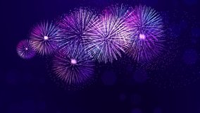 4K New year's eve fireworks celebration loop seamless of real fireworks background. abstract Multicolor golden shining glowing fireworks show with bokeh lights in the night sky. - Powered by Shutterstock - Get 15% off with code: PIKWIZARD15