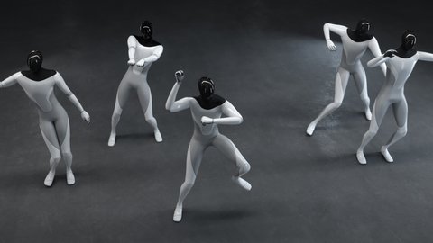 The humanoid robot easily dances the dances of the world. 3d rendering