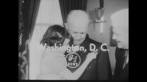 CIRCA 1955 - President Eisenhower helps launch charity drives for children with cancer.