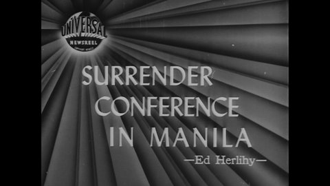CIRCA 1945 - General Kawabe, the head of Japan's surrender delegation, meets with others in his approach to Manila City Hall for surrender terms.