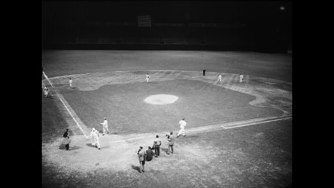 CIRCA 1948 - Democrat and Republican Congressmen play each other at the Congressional Baseball Game in Washington DC.