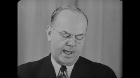CIRCA 1945 - Federal Loan Administrator John W. Snyder explains what the Reconstruction Finance Corporation has done during WWII.