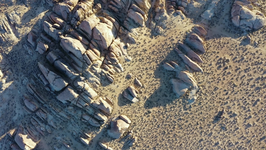 ALABAMA HILLS, CALIFORNIA - CIRCA 2021 - Excellent aerial shot of winding roads through California