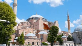 Hagia Sophia, Hagia Sophia mosque, blue sky and trees