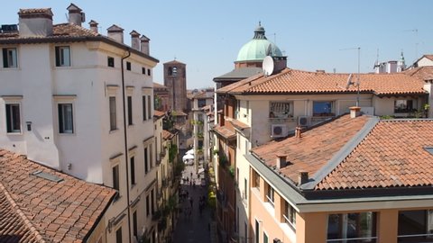 View into the beautiful streets of Vicenza, Veneto, Italy