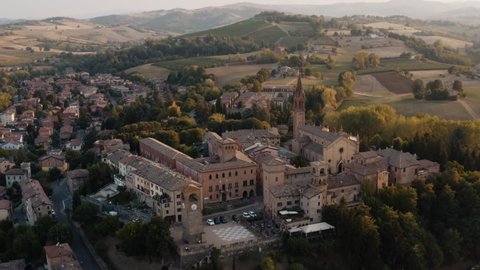 Aerial view of Castelvetro village. Modena Italy