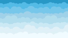 Cartoon seamless loop clouds animation. 4k motion video animation Horizontal video of clouds floating in the sky