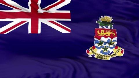 Cayman Islands flag is waving 3D animation. Cayman Islands flag waving in the wind. The national flag of the Cayman Islands.  