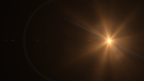 Len Flares animation loop Slow motion on black background