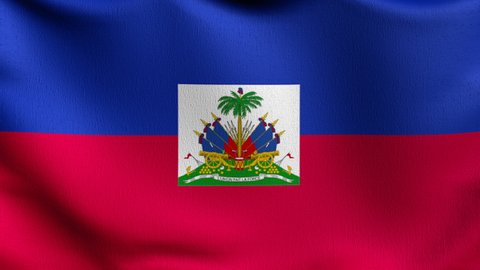 Flag of HAITI L'Union Fait La Force blowing in the wind. 3D rendering illustration of waving sign