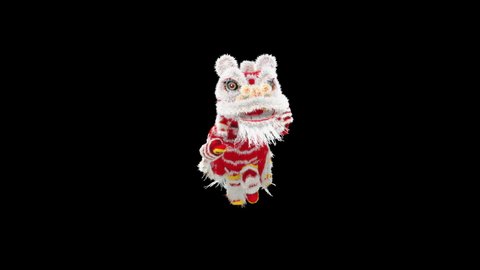 Lion Walking, Chinese New Year, dragon, happy new year, 3d rendering, Animation Loop composition 3d mapping cartoon, Included in the end of the clip.