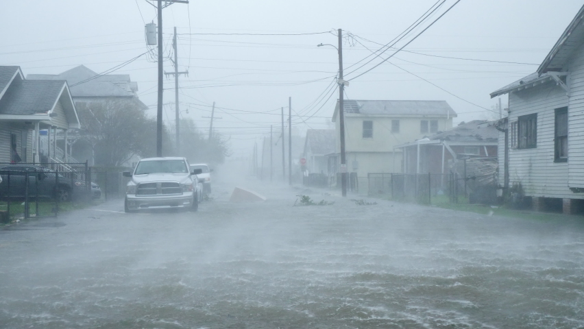 Hurricane Ida Ravages Houma, Louisiana USA As A Category 4 Storm on August 29, 2021 | Shutterstock HD Video #1080388631