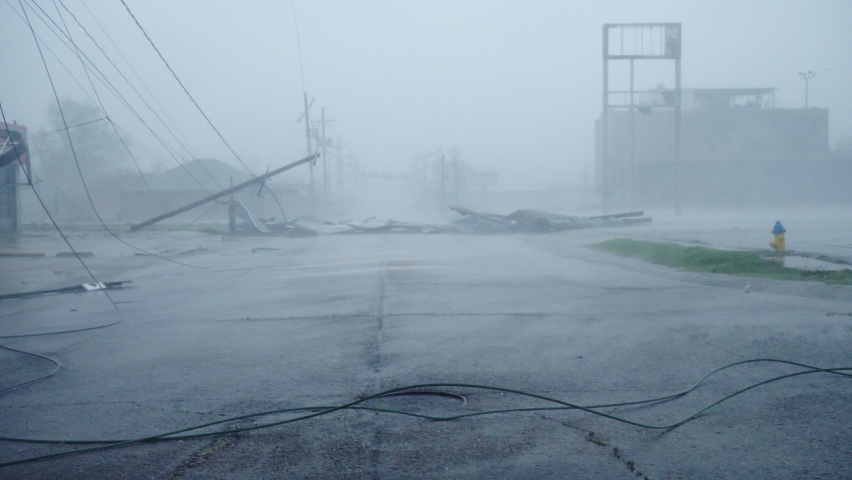 Hurricane Ida Ravages Houma, Louisiana USA As A Category 4 Storm on August 29, 2021 Royalty-Free Stock Footage #1080388658