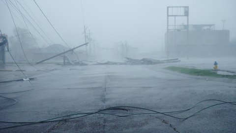 Hurricane Ida Ravages Houma, Louisiana USA As A Category 4 Storm on August 29, 2021