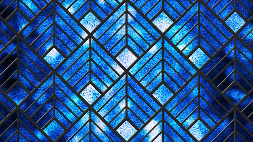 Modern blue stained glass window. Cristmas loop footage. Blue light. Snowflakes. Art Deco decor. Animated modern looping stained glass window. Merry Cristmas. Transparent. 4k - Powered by Shutterstock - Get 15% off with code: PIKWIZARD15