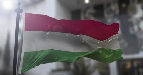 Hungarian national flag. Hungary country waving flag. Politics and news illustration