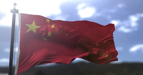 Chinese national flag. China country waving flag. Politics and news illustration