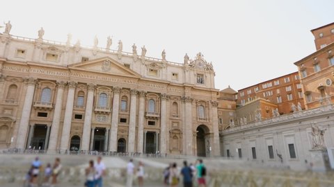 The Papal Basilica of Saint Peter in the Vatican, Saint Peter's Basilica. St. Peter square and cathedral basilica in Vatican city center of Rome Italy. St. Peter square panorama