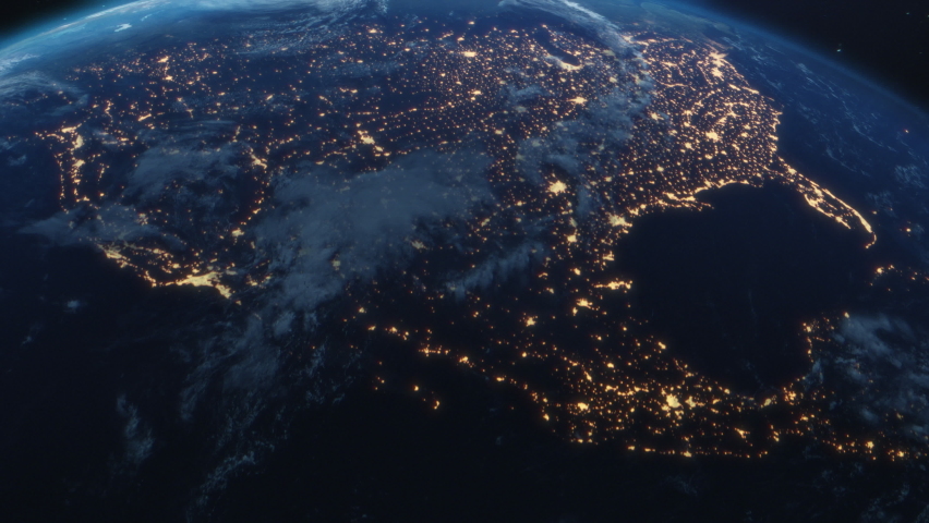 Space station view of a blackout across North America Royalty-Free Stock Footage #1080403016