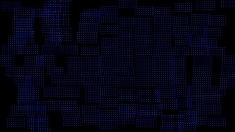 3D Abstract blue cubes loop. Video game VJ isometric geometric mosaic waves pattern. Abstract geometric digital background with random motion cubes. Modern minimalistic concept. Looped 3d animation
