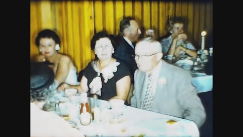 DALLAS, UNITED STATES 17 NOVEMBER 1958: Gala dinner in 50's