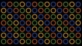 Spinning colorful gears pattern motion graphics background