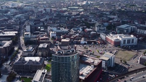 Aerial view of Obel Tower Dream Apartments Belfast Northern Ireland 09-09-21