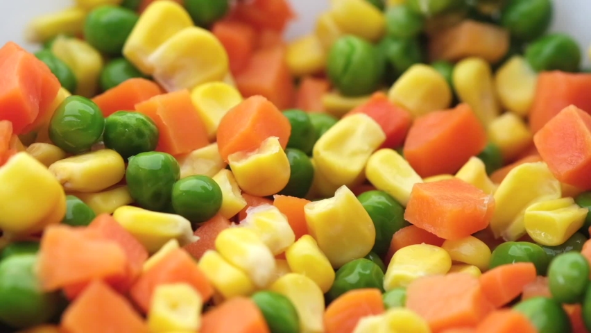 Close up of corn, carrot and beans in a bowl, | Shutterstock HD Video #1080431873