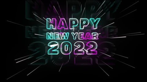 Neon lettering footage 2022 new year, happy new year