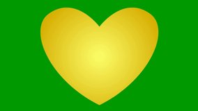Animated gold pounding heart. Looped video of beating heart. Concept of love, health, passion, medicine. Vector illustration isolated on the green background.