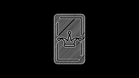 White line Joker playing card icon isolated on black background. Casino gambling. 4K Video motion graphic animation.