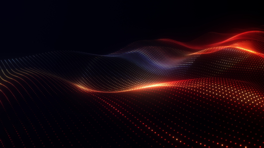 Abstract seamless loop of mesh glowing red dots digital luxurious sparkling wave particles flows background, Motion of digital data flow. big data background concept.Cyber or technology background
 Royalty-Free Stock Footage #1080456098