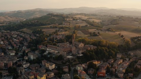 Aerial view of Castelvetro village. Modena Italy