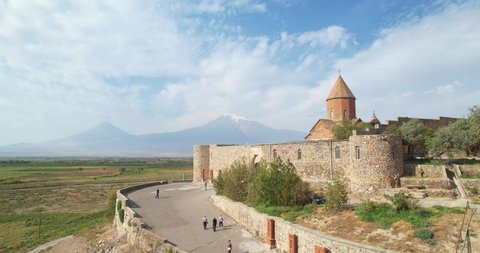 Khor Virap Monastery on the background of Mount Ararat. A landmark of Armenia. 