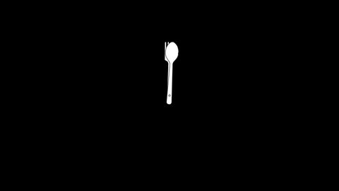 Clock Fun Time Food Countdown Seamless Loop Running Spoon Fork Black and White Moving Art Motion Background Animation