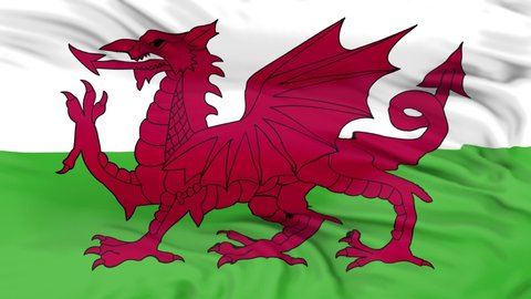 wales flag is waving 3D animation. wales flag waving in the wind. National flag of wales. flag seamless loop animation