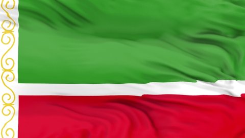 Chechen Republic flag is waving 3D animation. Chechen Republic flag waving in the wind. National flag of Chechen Republic. flag seamless loop animation. 4K