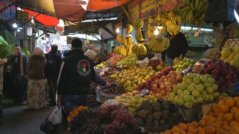 AMMAN, JORDAN - 23TH DECEMBER 2018: Local people in the street market, Amman, Jordan.