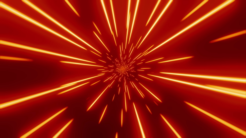 Loopable: Interstellar flight with rotation at warp speed, space jump through red-orange hyperspace. Abstract space background. Royalty-Free Stock Footage #1080480731