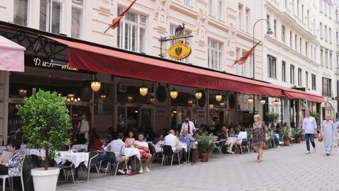 Famous restaurant in the old town of Vienna - The Black Camel - VIENNA, AUSTRIA - AUGUST 1, 2021