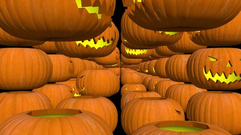 Halloween footage. Pumpkin tunnelю All Hallows' Eve 3D animation. Looped.