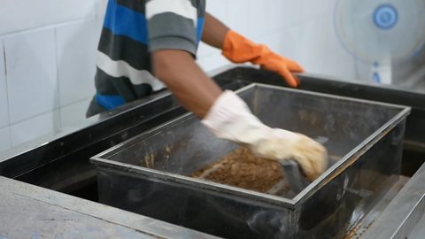 a process of filtering ant sugar in purwokerto Indonesia on 11 october 2021