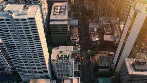 Bangkok - Thailand. May 10, 2021: 4K Aerial drone footage of Bangkok skyline, Business city, view of Bangkok downtown.