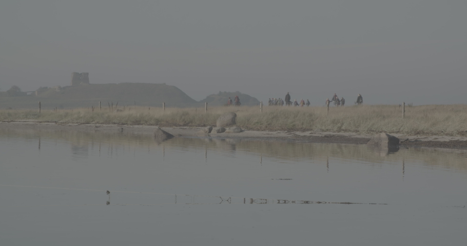 Kids on a field trip on a beautiful autumn morning