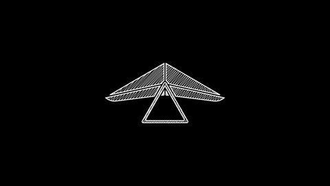 White line Hang glider icon isolated on black background. Extreme sport. 4K Video motion graphic animation.