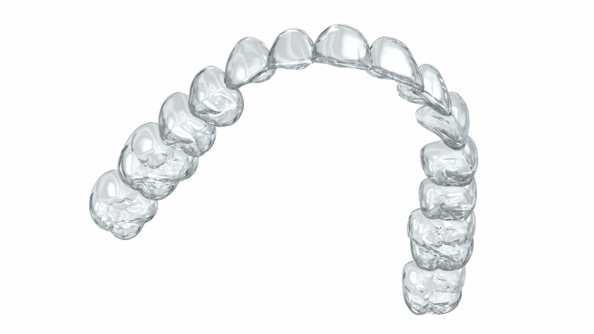 Invisalign braces or invisible retainer. Medically accurate dental 3D animation Royalty-Free Stock Footage #1080513737