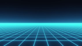 Flying over a 80s retrowave style blue neon grid (electrified field). Retro futuristic animation element. - Powered by Shutterstock - Get 15% off with code: PIKWIZARD15