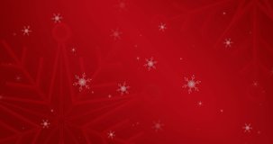 Animation of snowflake christmas pattern on red background. christmas, tradition and celebration concept digitally generated video.