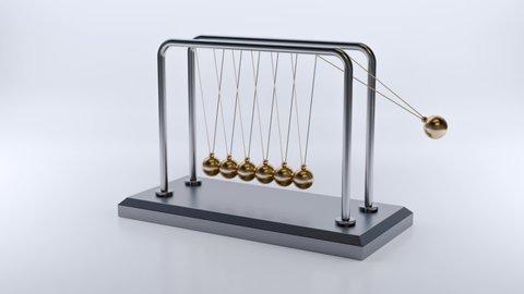A Newton's cradle showing the laws of physics and the scientific principle of conservation of momentum. 3D Rendering